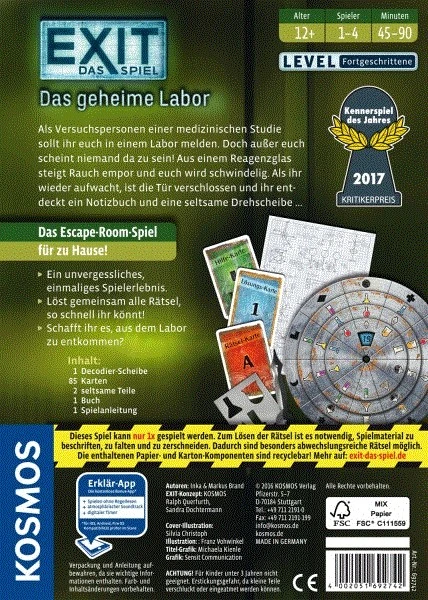 Kosmos EXIT Das Spiel - Das Geheime Labor (F) – Bild 2