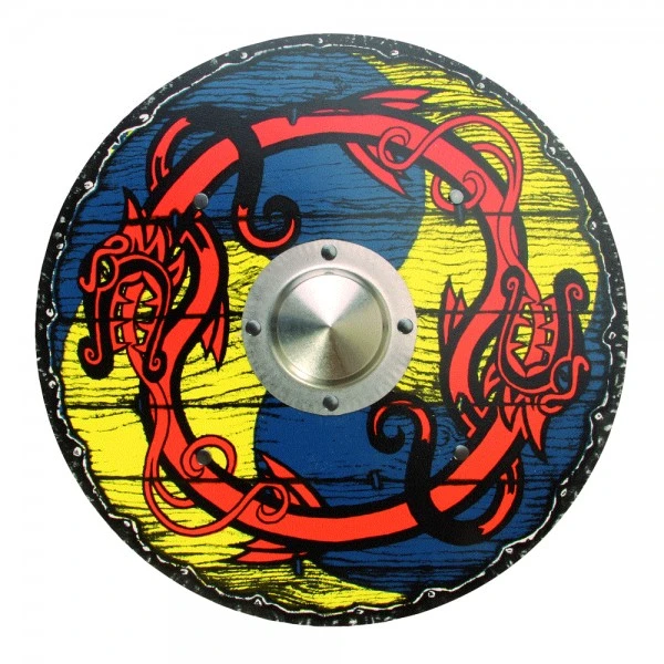 Vah Holzschild Wikingerschild Blau-gelb