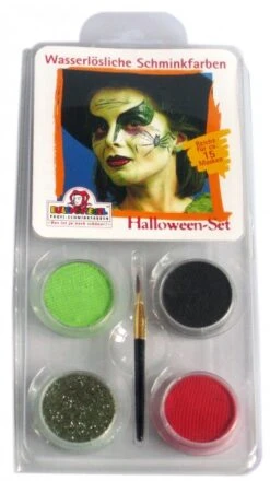 Eulenspiegel Halloween Set Schminkset Mit 4 Farben Und Pinsel