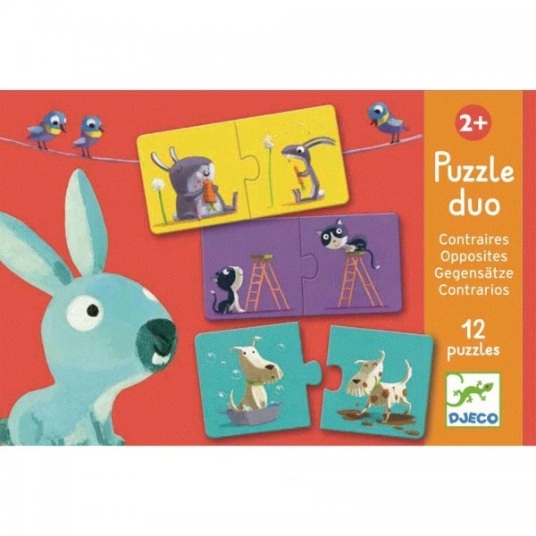 Djeco Lernspiel Puzzle Duo/Trio Gegenteile