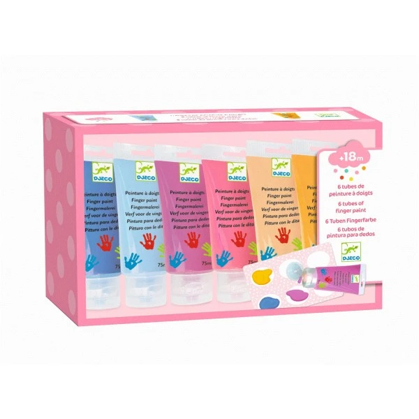 Djeco Farben 6 Tuben Fingerfarbe Sanfte Farben