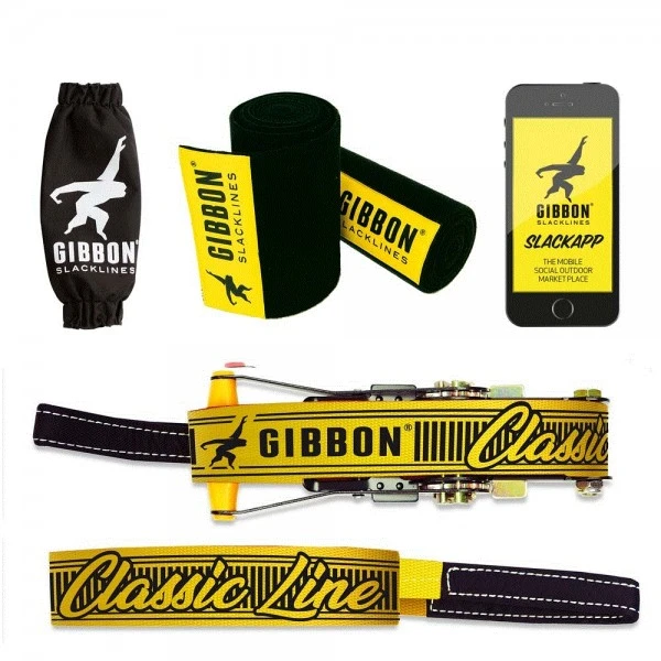 Gibbon Classicline Treewear Set Slackline Plus Baumschoner