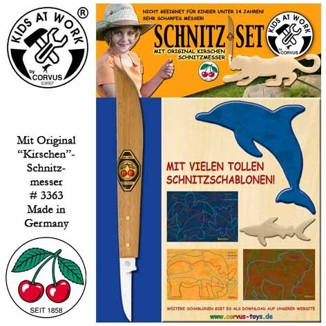 Kids At Work Schnitz-Set Messer + Holz Din A6