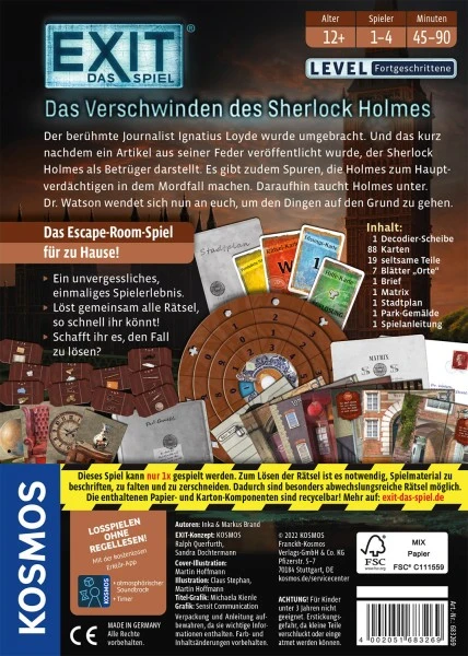 Kosmos EXIT Das Spiel - Das Verschwinden Des Sherlock Holmes (F) – Bild 2